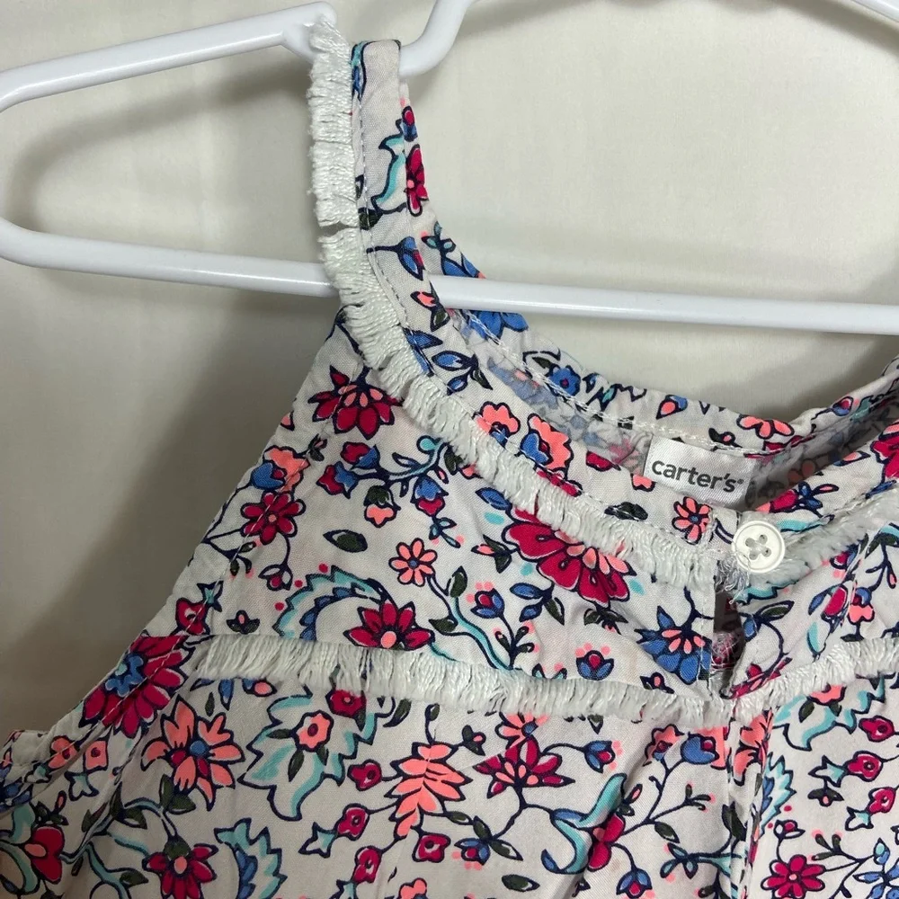 Carter’s‎ girl’s white pink floral ruffle loose relaxed tank top summer spring 5